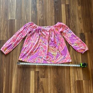 NWOT Lilly Pulitzer Women's Pink and Purple Off-Shoulder Top